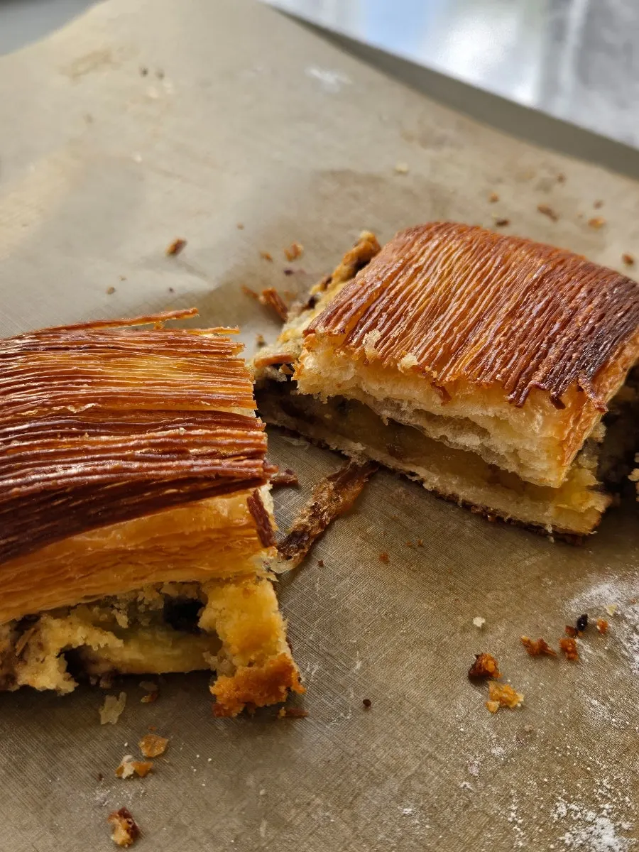 Cross-section of the almond pain suisse