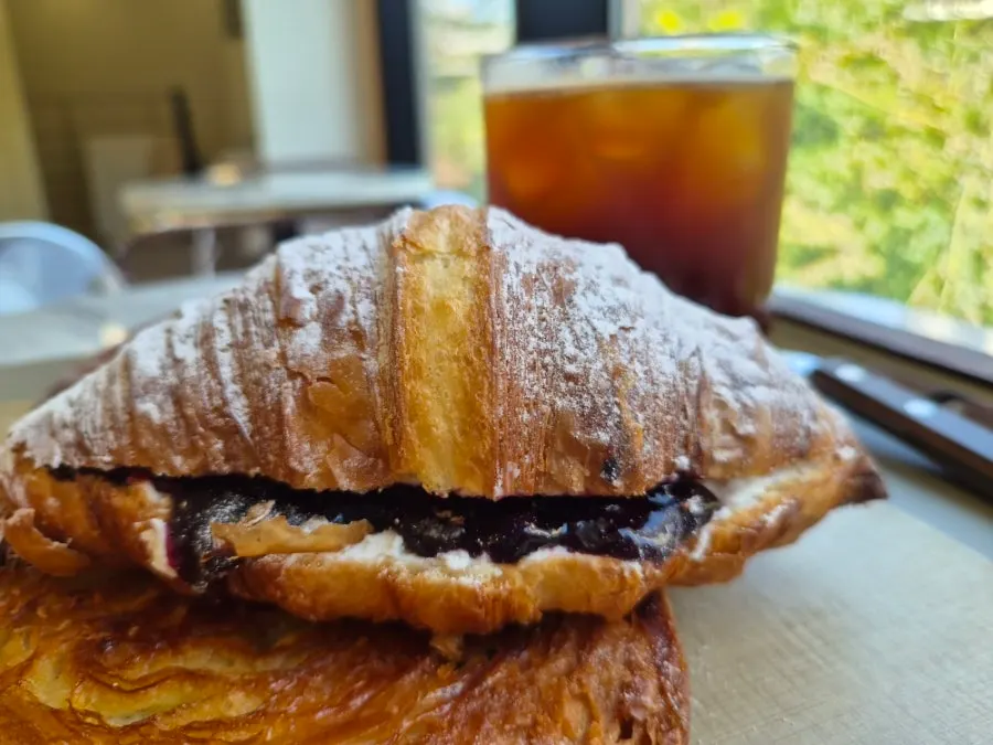 Blueberry ricotta croissant set on the table
