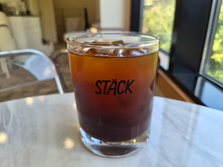 Apple cinnamon pastry with iced decaf americano
