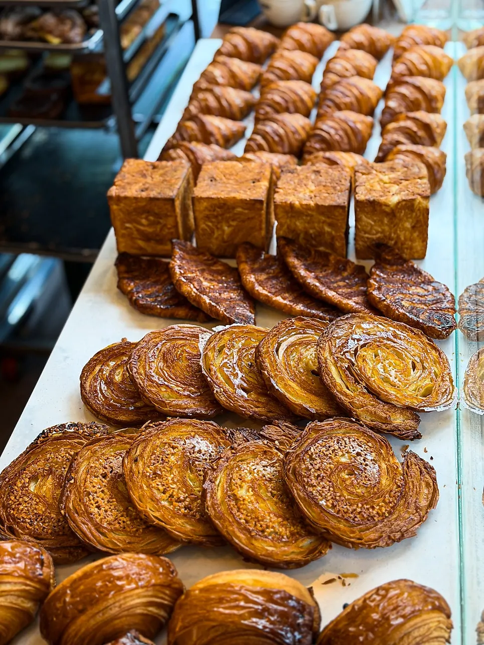 Various pastries on display
