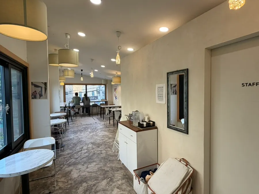 Table and chair layout on the 2nd floor of Stack Bakery