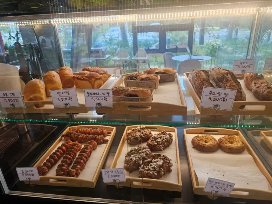 Bakery menu with bread prices displayed