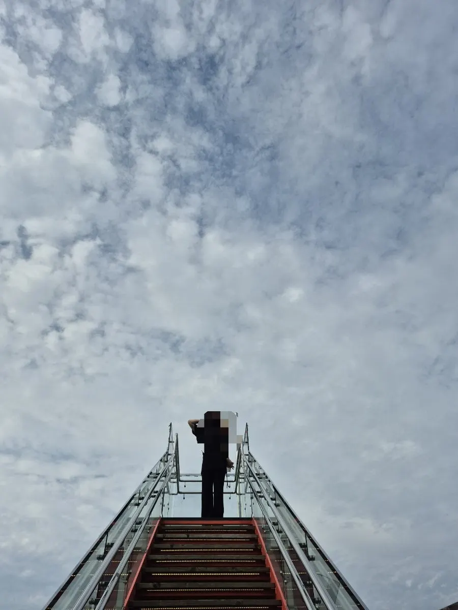 Transparent-floored Stairway to Heaven on the 4th floor rooftop