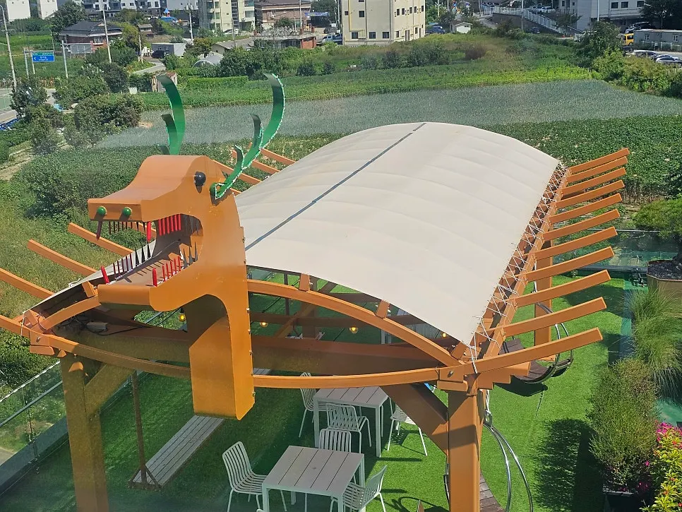 View of the rooftop garden at Steel Green Bakery