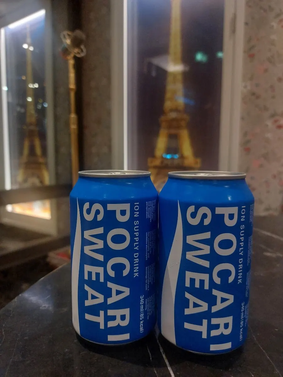 Drinking Pocari Sweat while singing