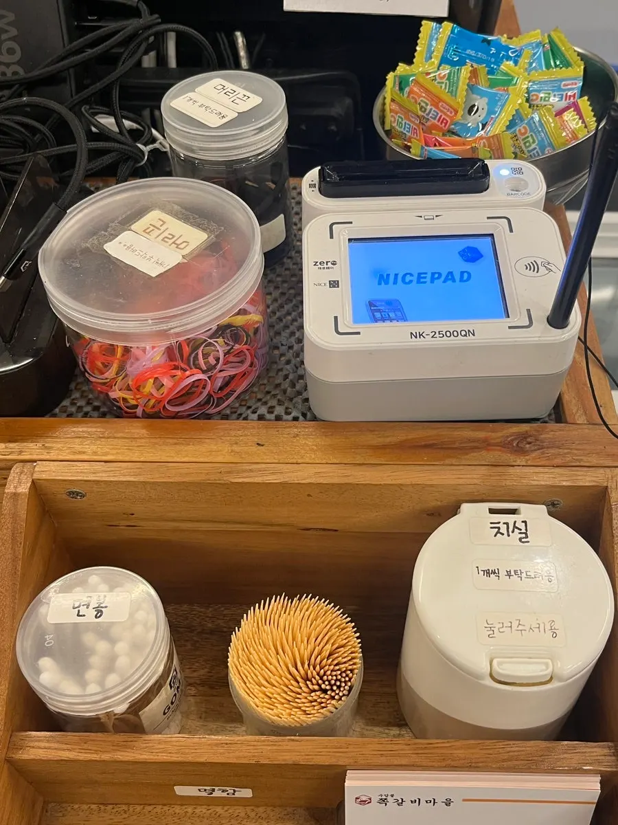 Convenience items corner set up in the restaurant