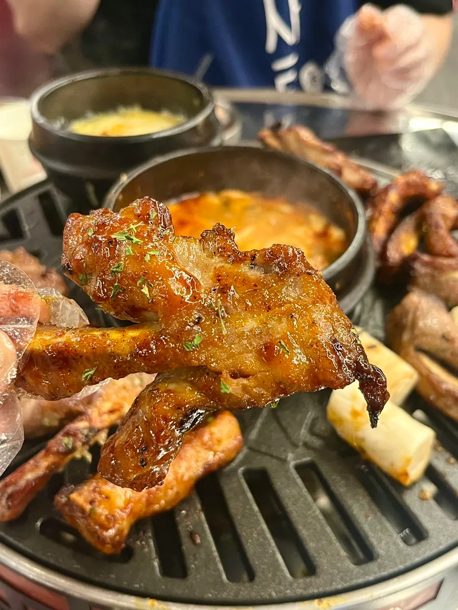 Spicy jjokgalbi on the grill