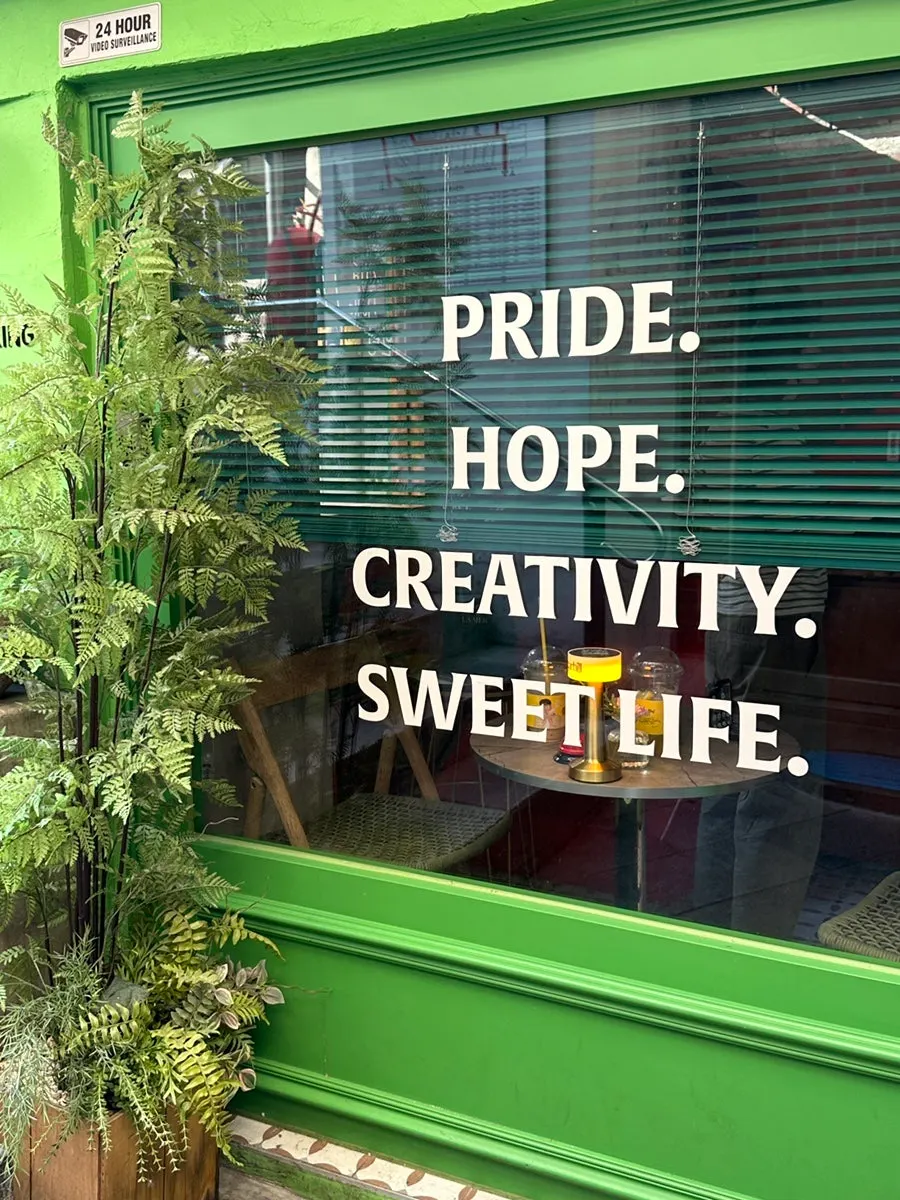 A corner of Sugar Hill's interior filled with collected objects