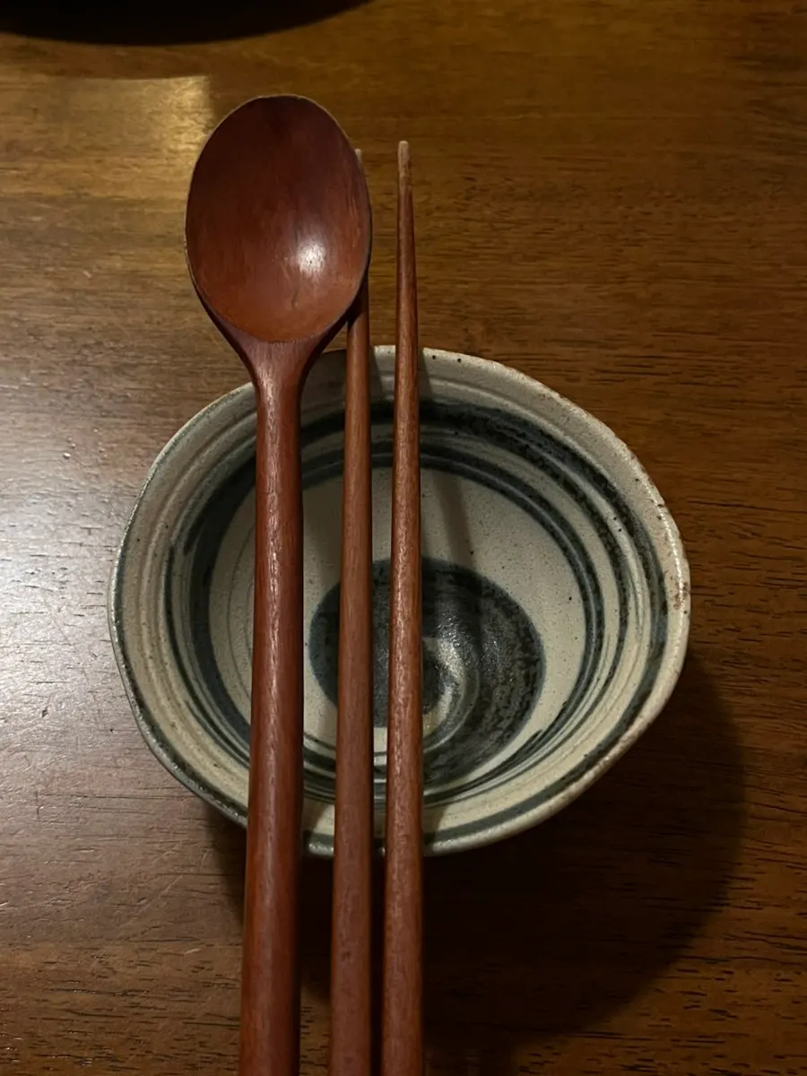 Neatly set table with dishes