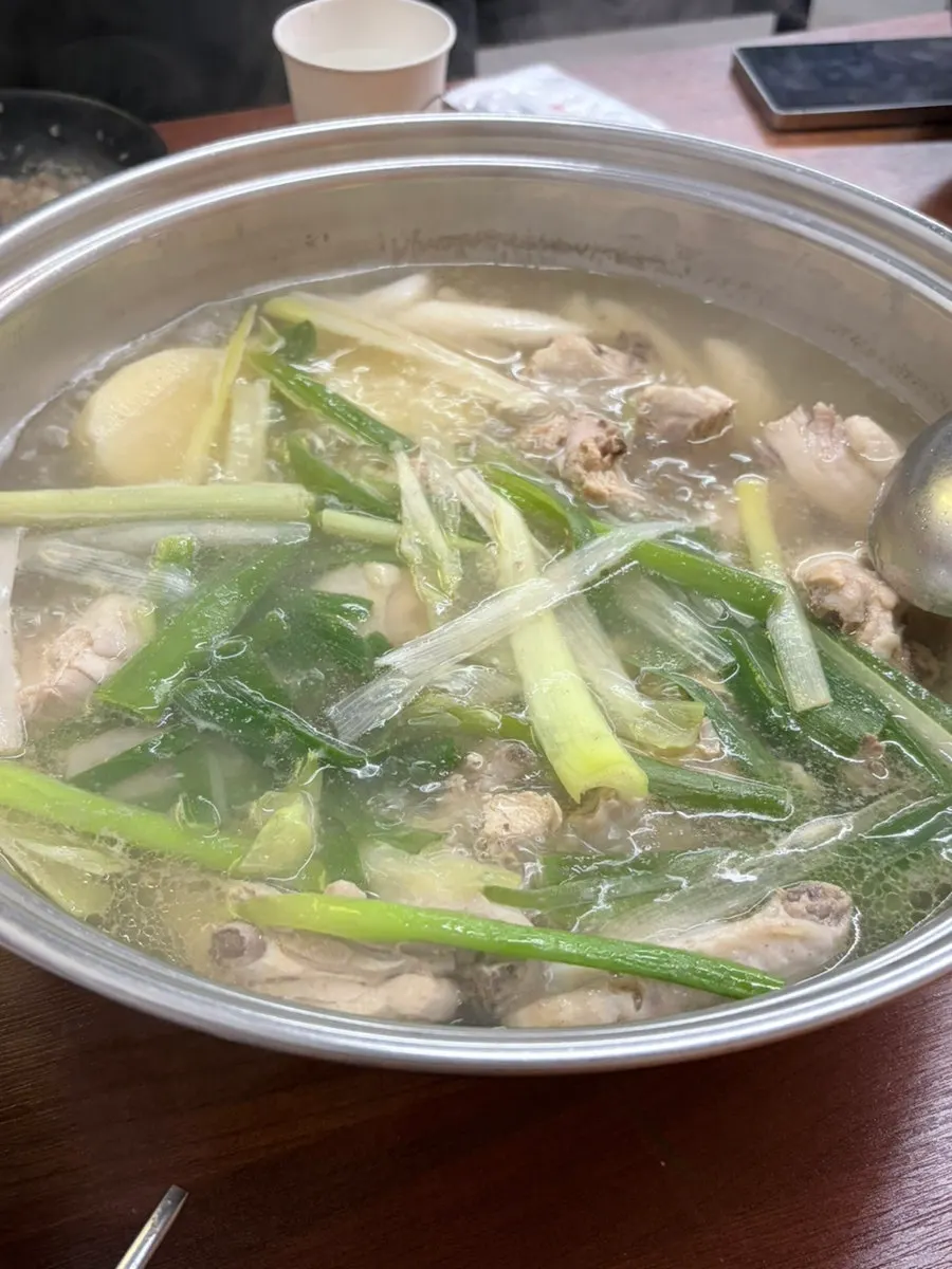 Full dak hanmari spread including water kimchi