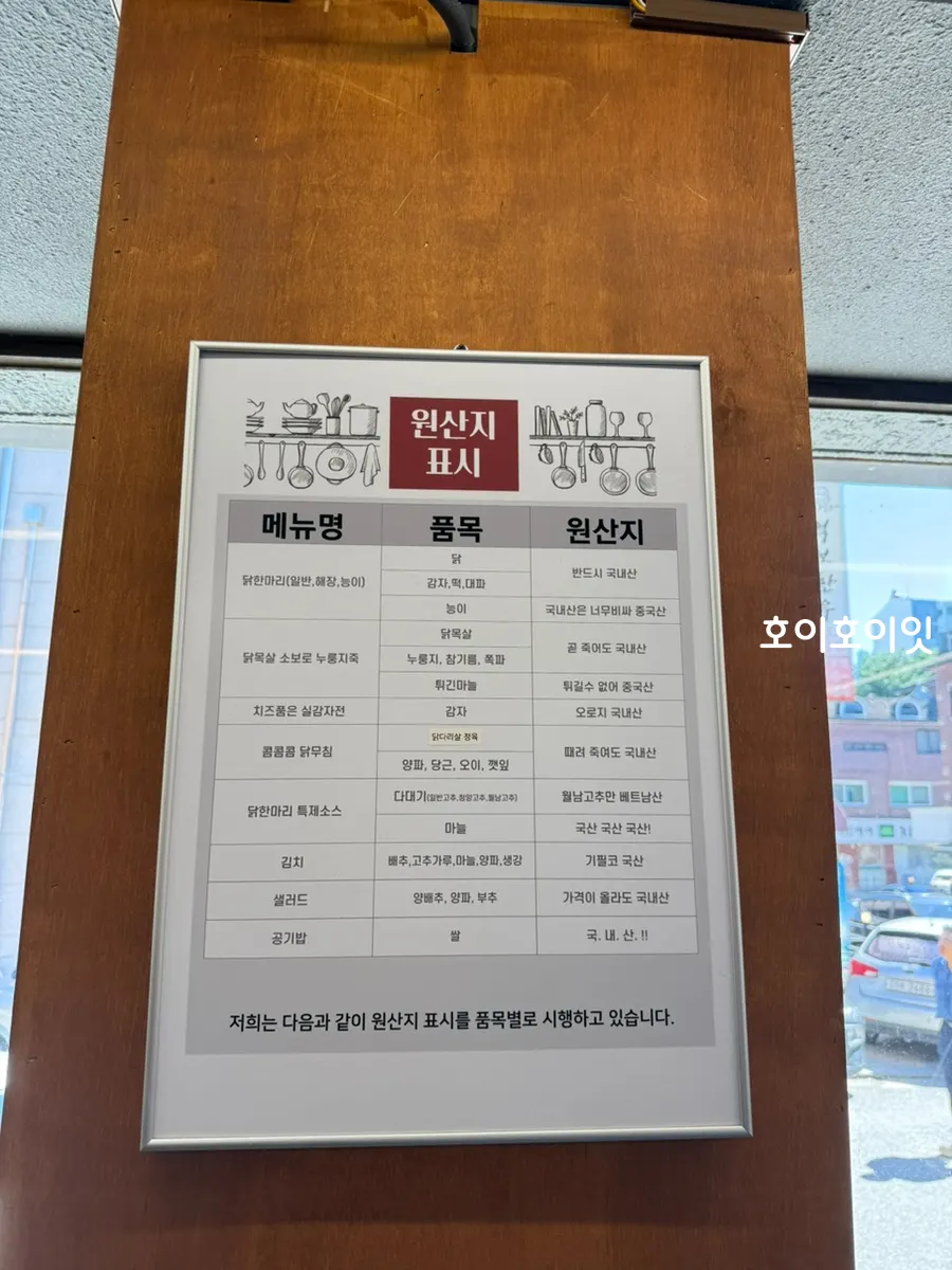 Country-of-origin labeling sign at Sugyeokok Bundang Migeum