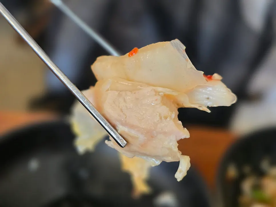 Chicken plated with broth