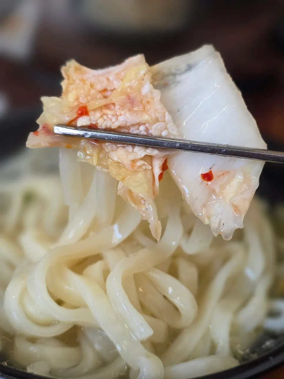 Chewy noodles served in a bowl