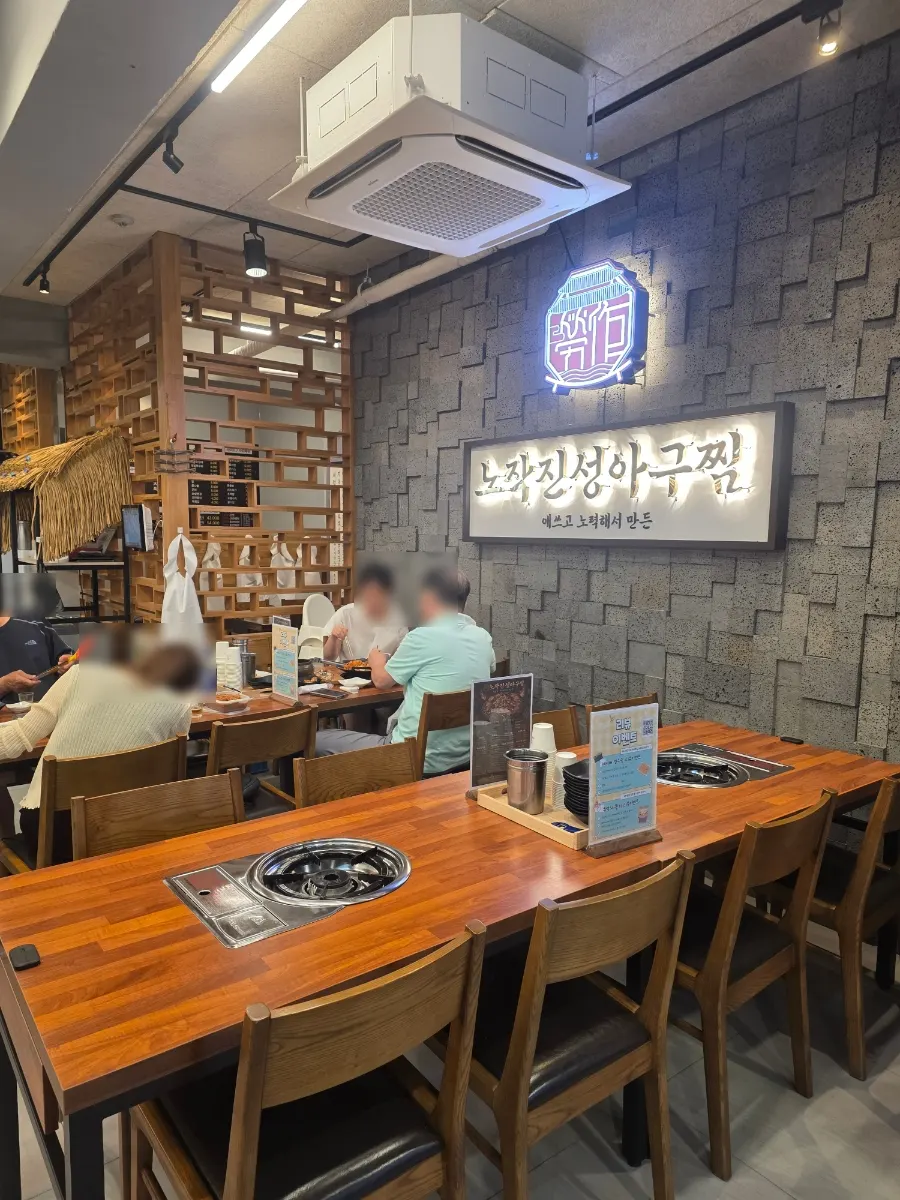 Dining hall interior with partitioned seats
