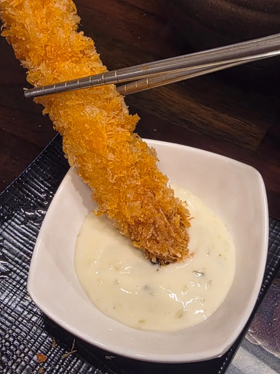 Shrimp tempura with a thick batter coating