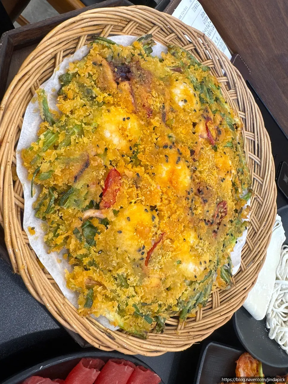 Crispy seafood pancake with a crunchy exterior