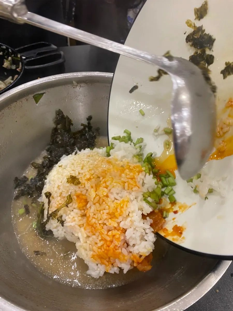 Cross-section of the crispy seafood pancake