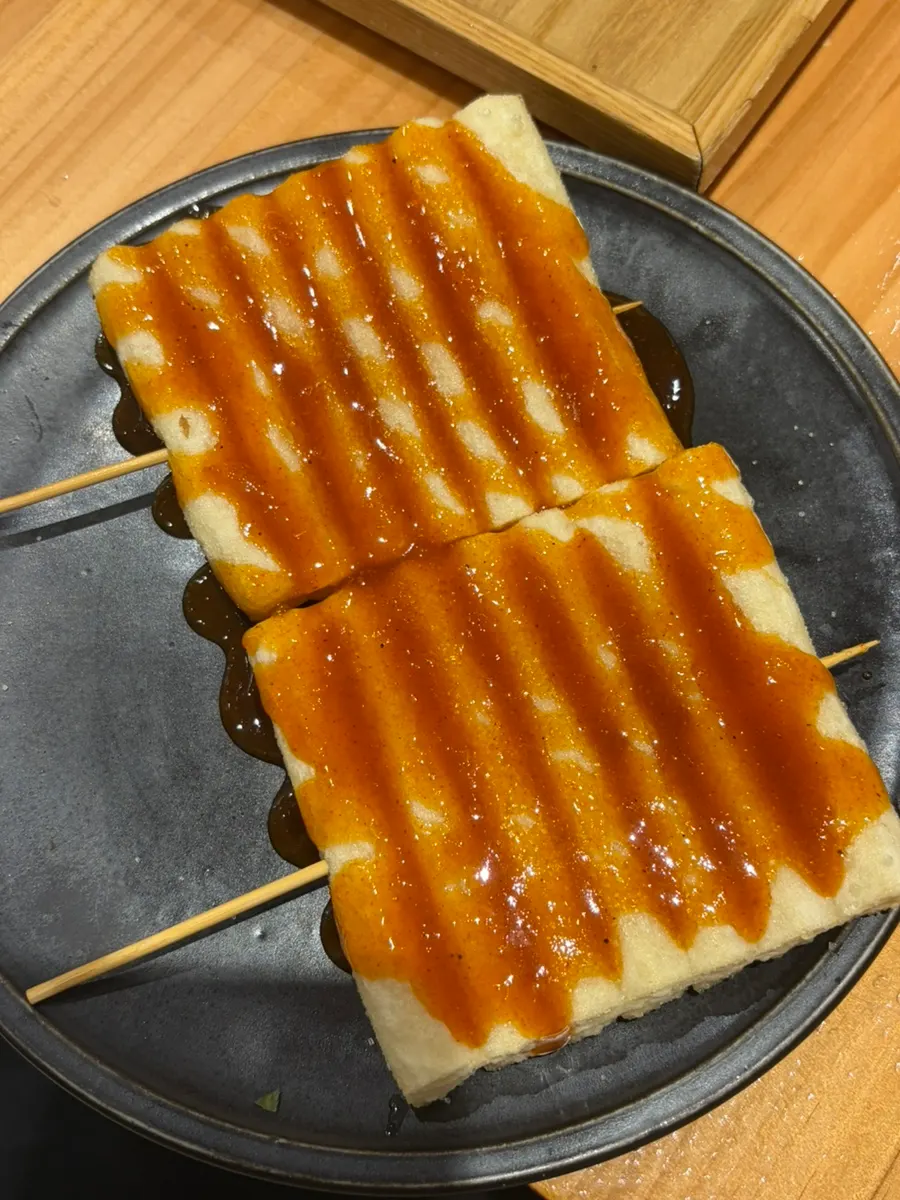 Two nostalgic rice cake skewers