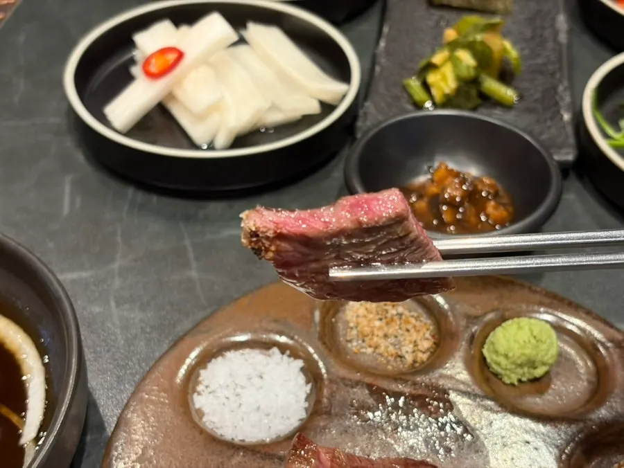 A piece of sirloin with a hint of charcoal smokiness