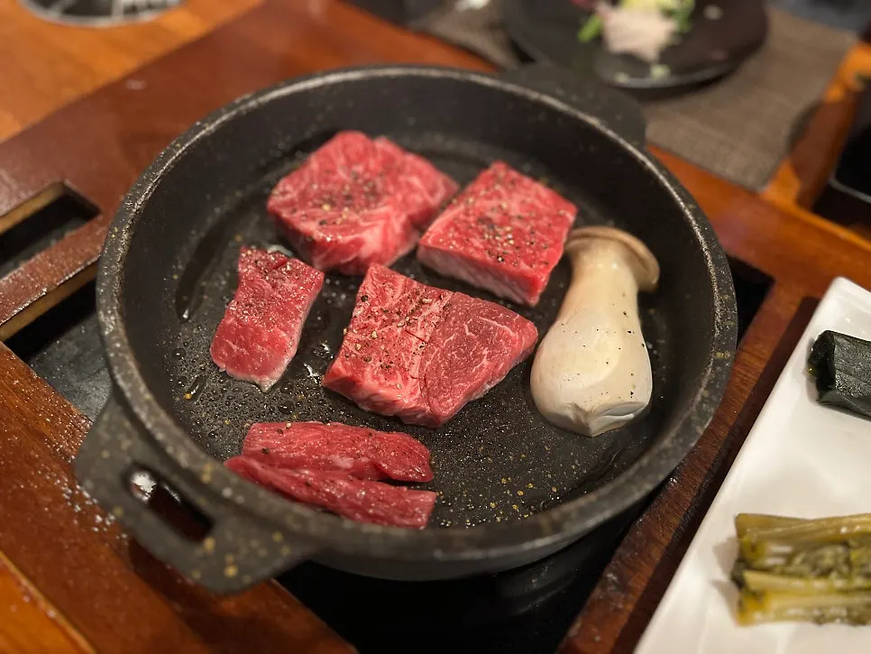 Striploin served with side dishes