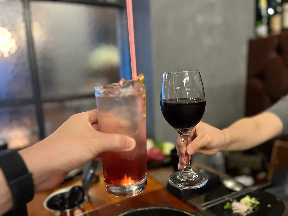 House wine paired with the meat