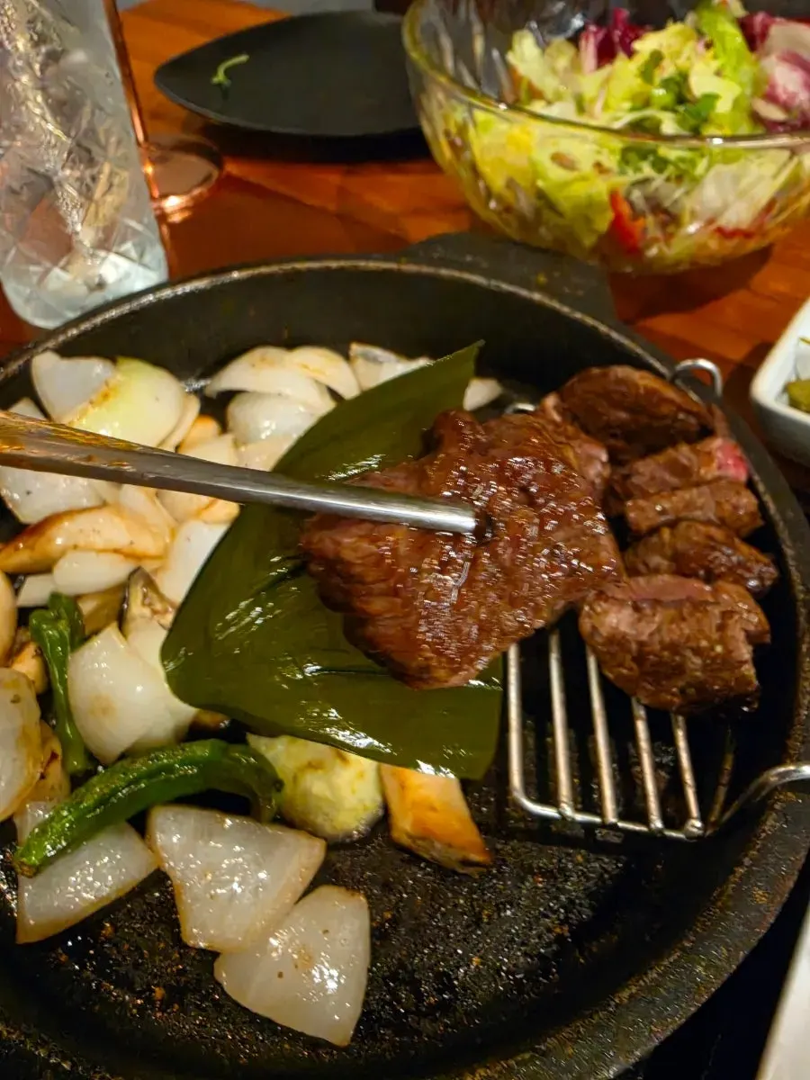 Course-style spread with tenderloin and yukhoe together