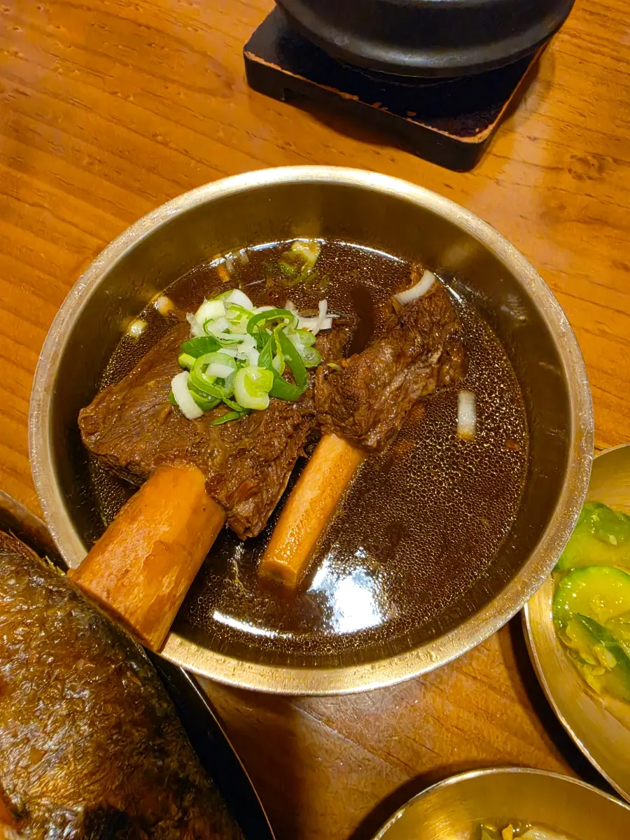 Set meal served with pot rice and doenjang stew