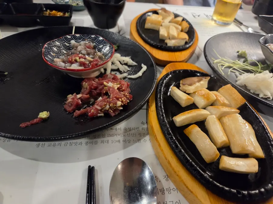 Haeseon ₩40,000 aged sashimi course near Sunae Station