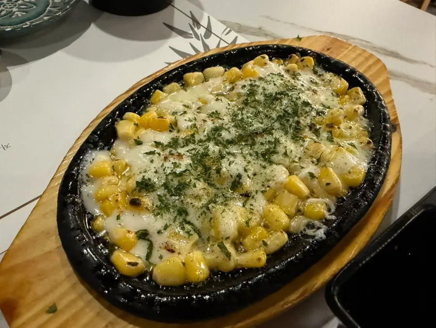 Corn cheese in the aged sashimi course