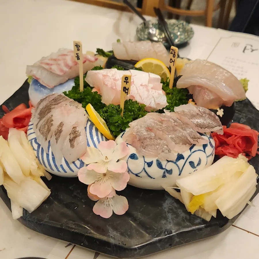 Two-person aged sashimi course spread
