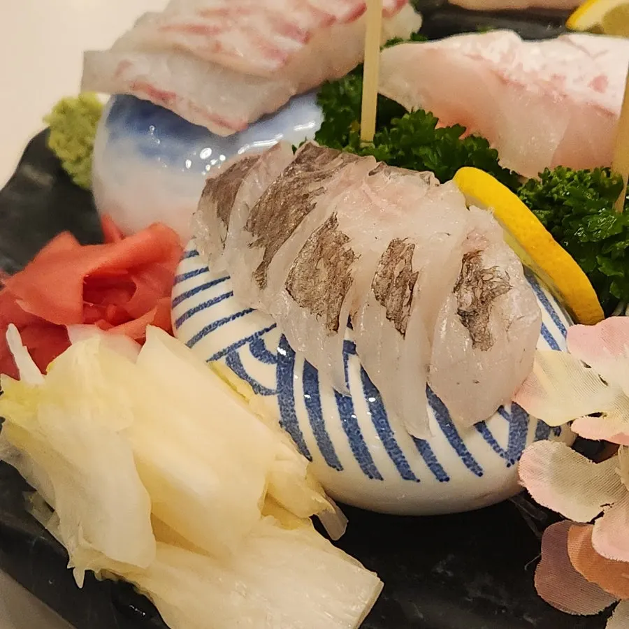 Aged sea bream, rockfish, and flounder sashimi