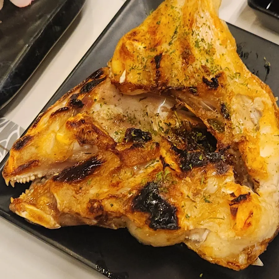 Nutty grilled sea bream head