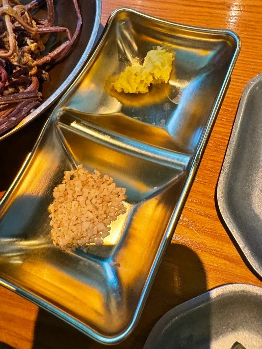 Close-up of side dishes at Jeju Monteurak Sunae Branch