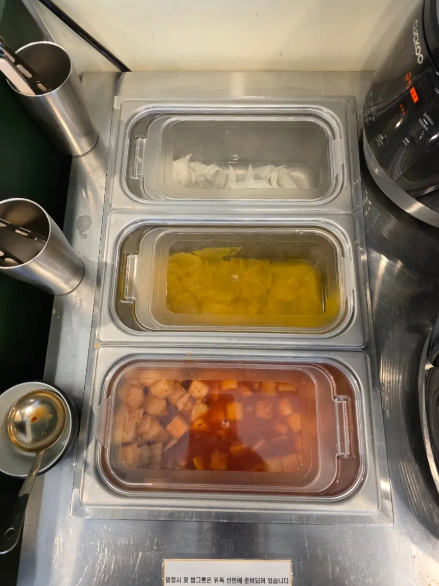 Self-serve side dish display at Myeongyeok
