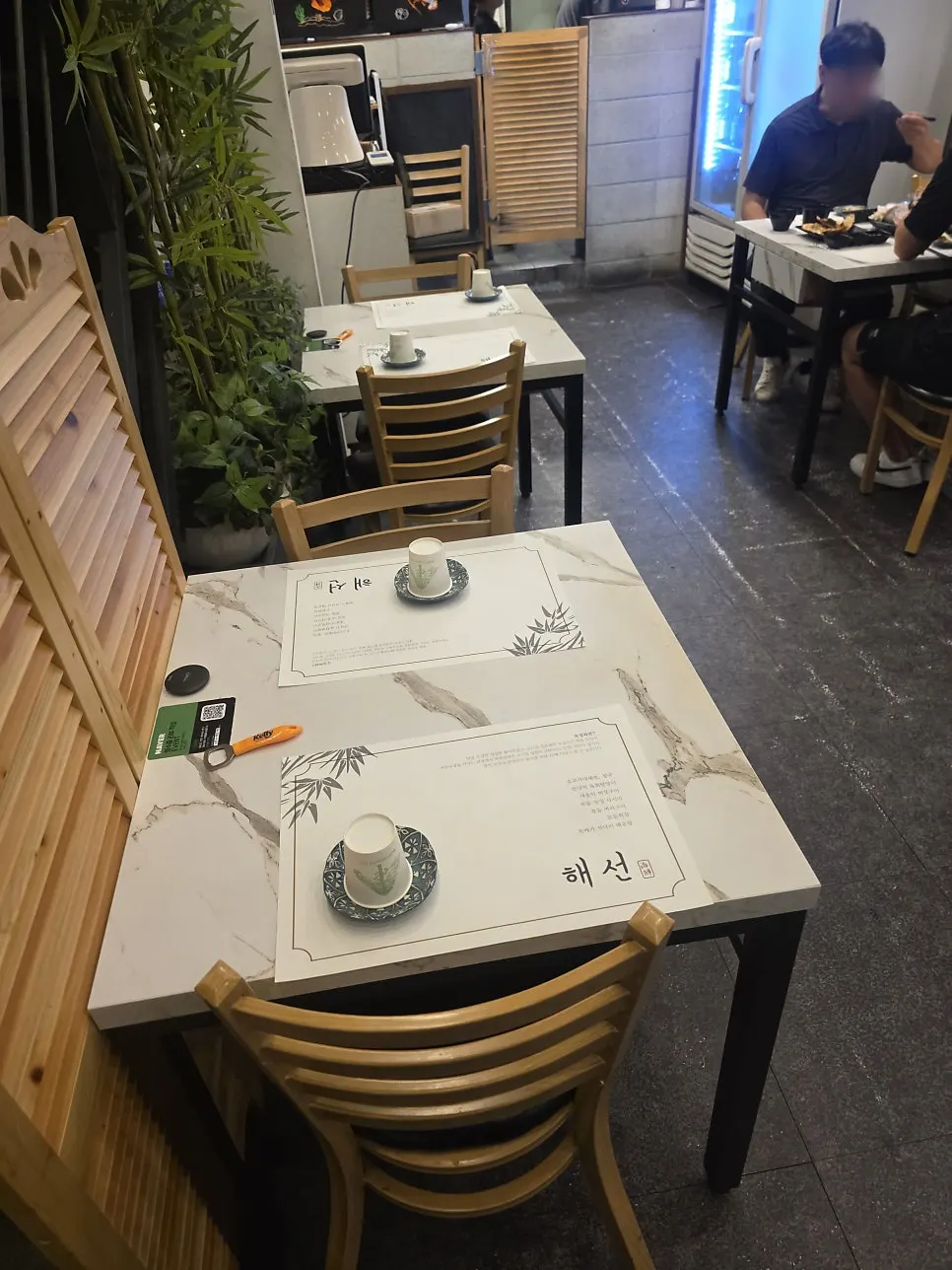 Haeseon's dining hall with a steady stream of Saturday evening customers