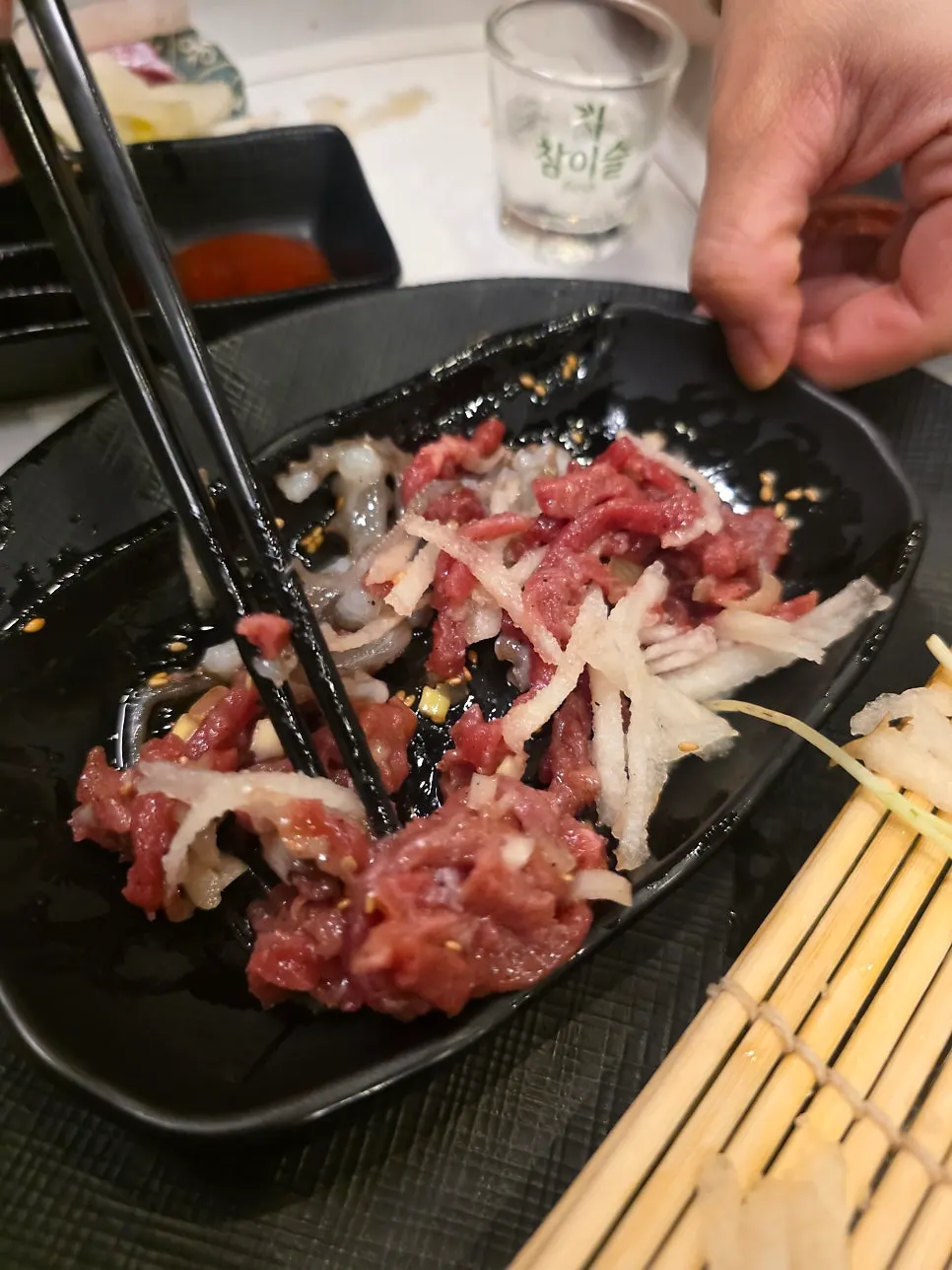 Haeseon's live octopus tartare plate