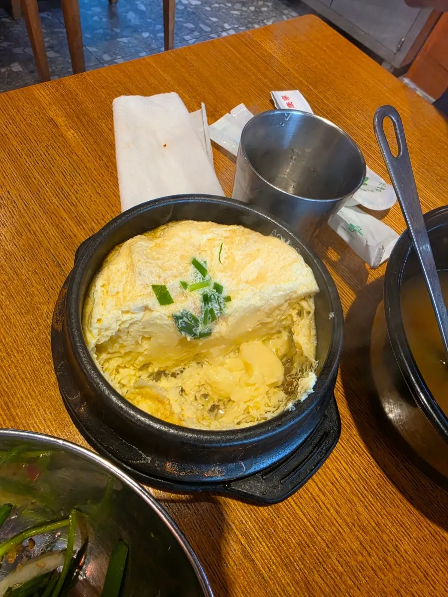 Child's meal with steamed egg and jokbal