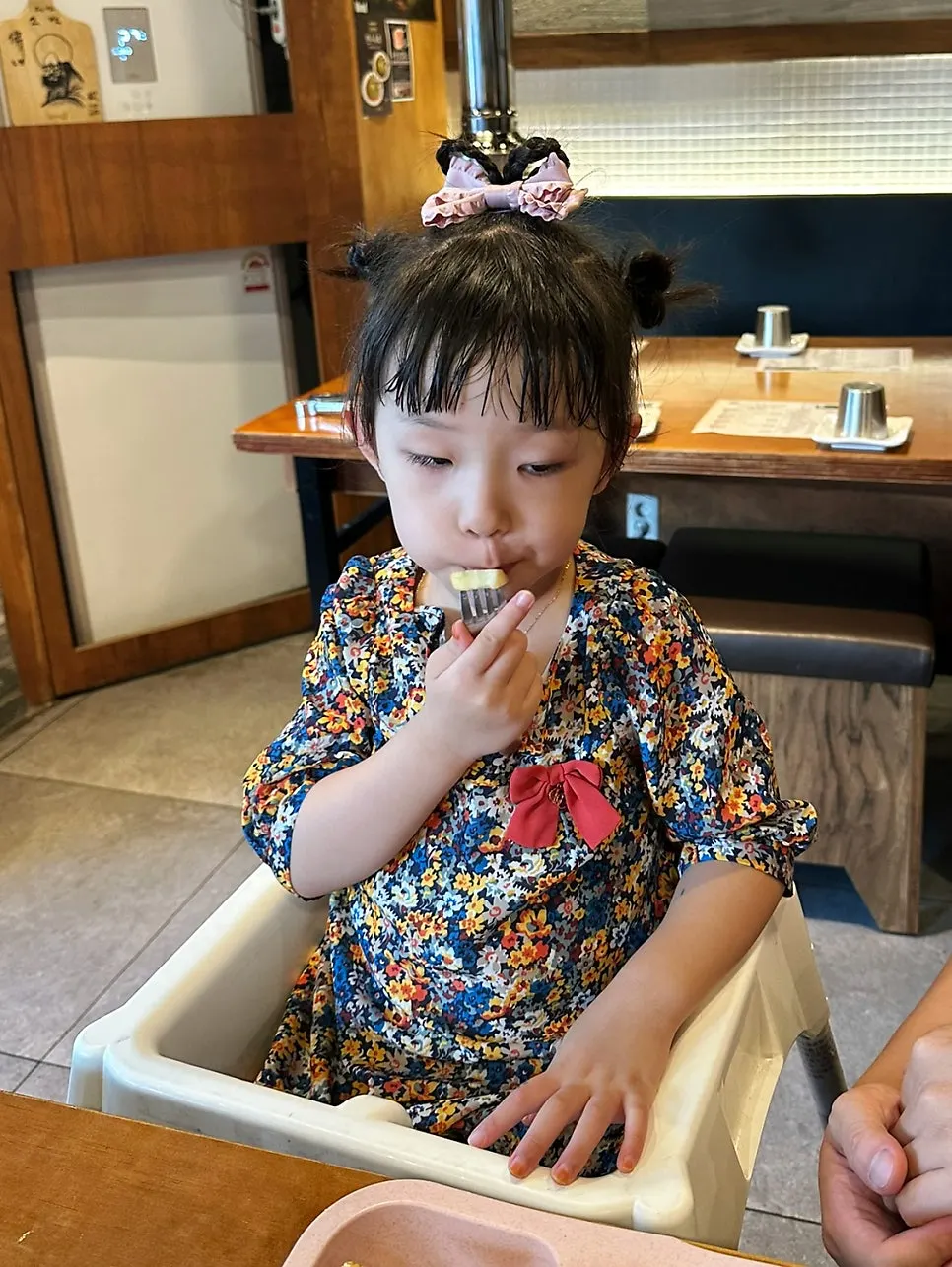 A Korean BBQ meal with children