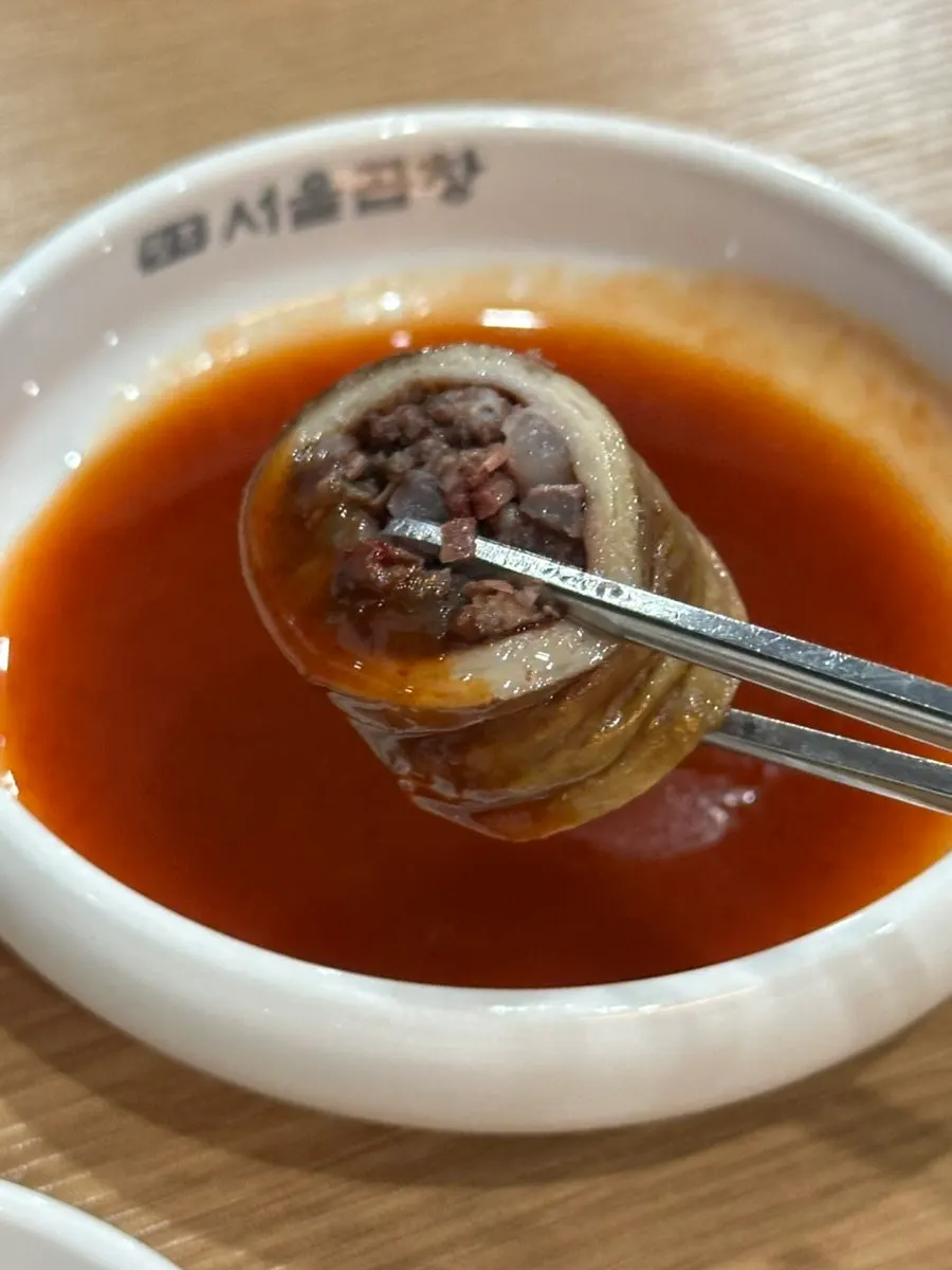 두툼한 막창 부위 암뽕순대