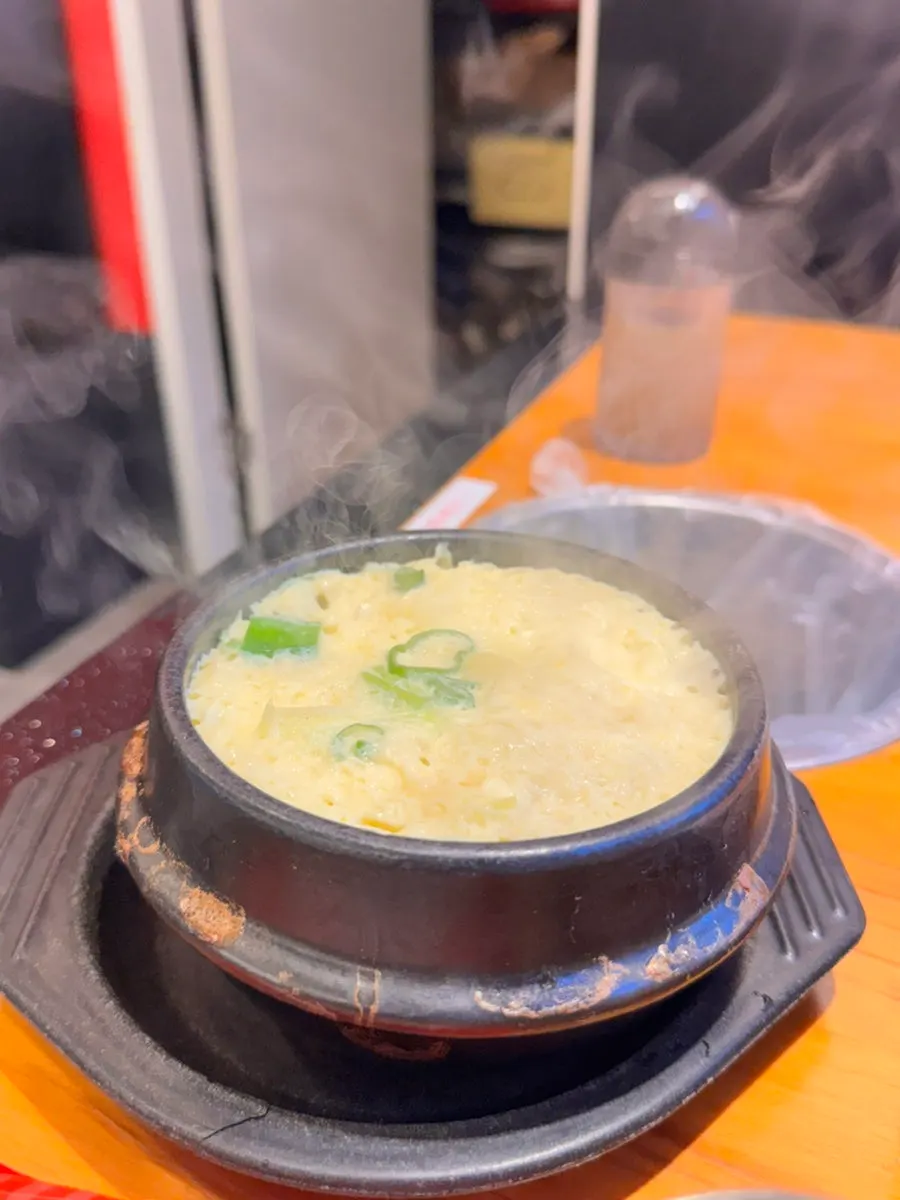 Steaming hot egg custard