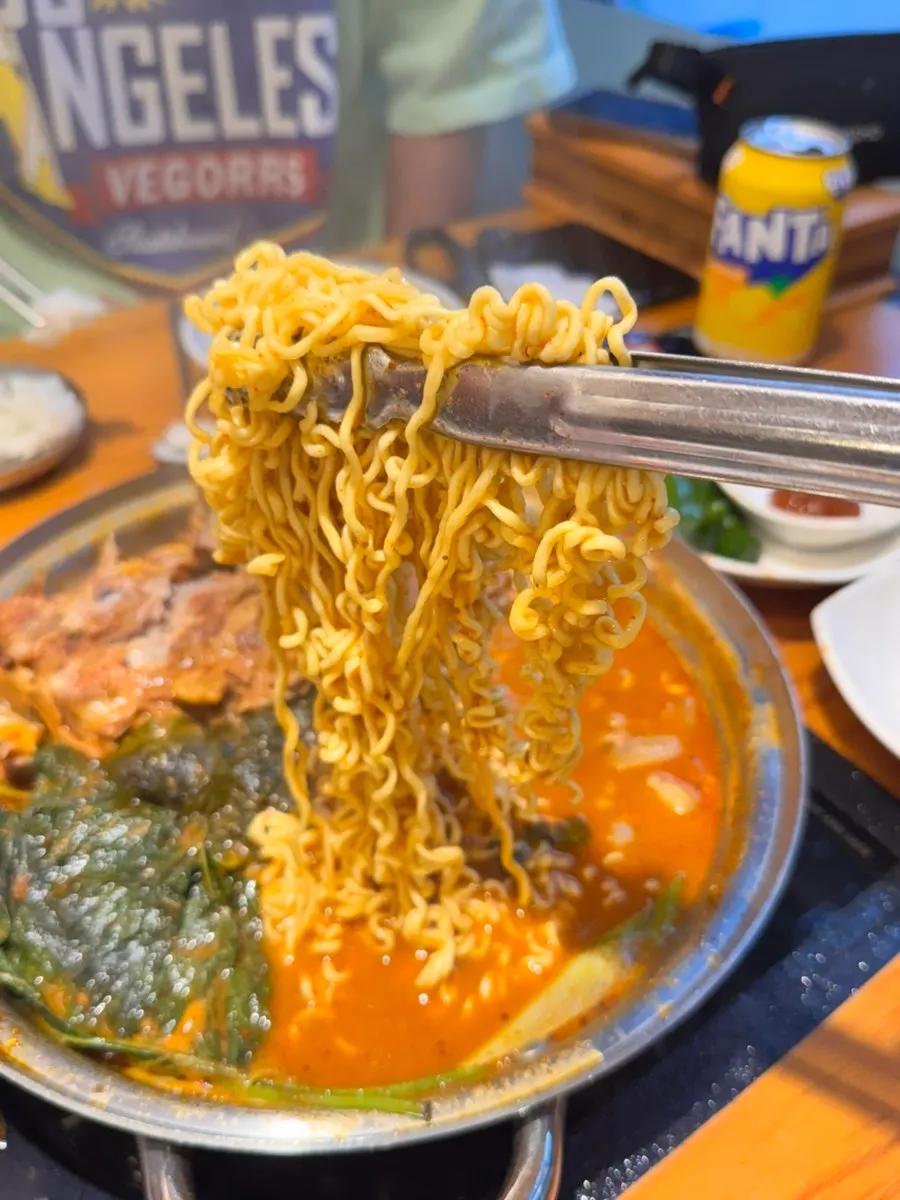 Gamjatang with instant noodles added