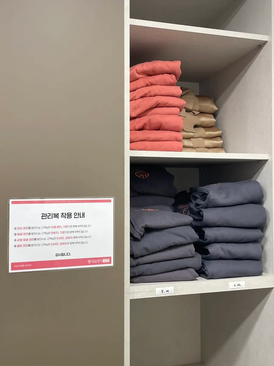 Treatment gowns prepared in various sizes