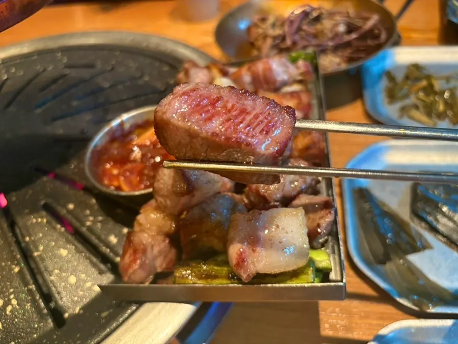 Juicy black pork neck cut
