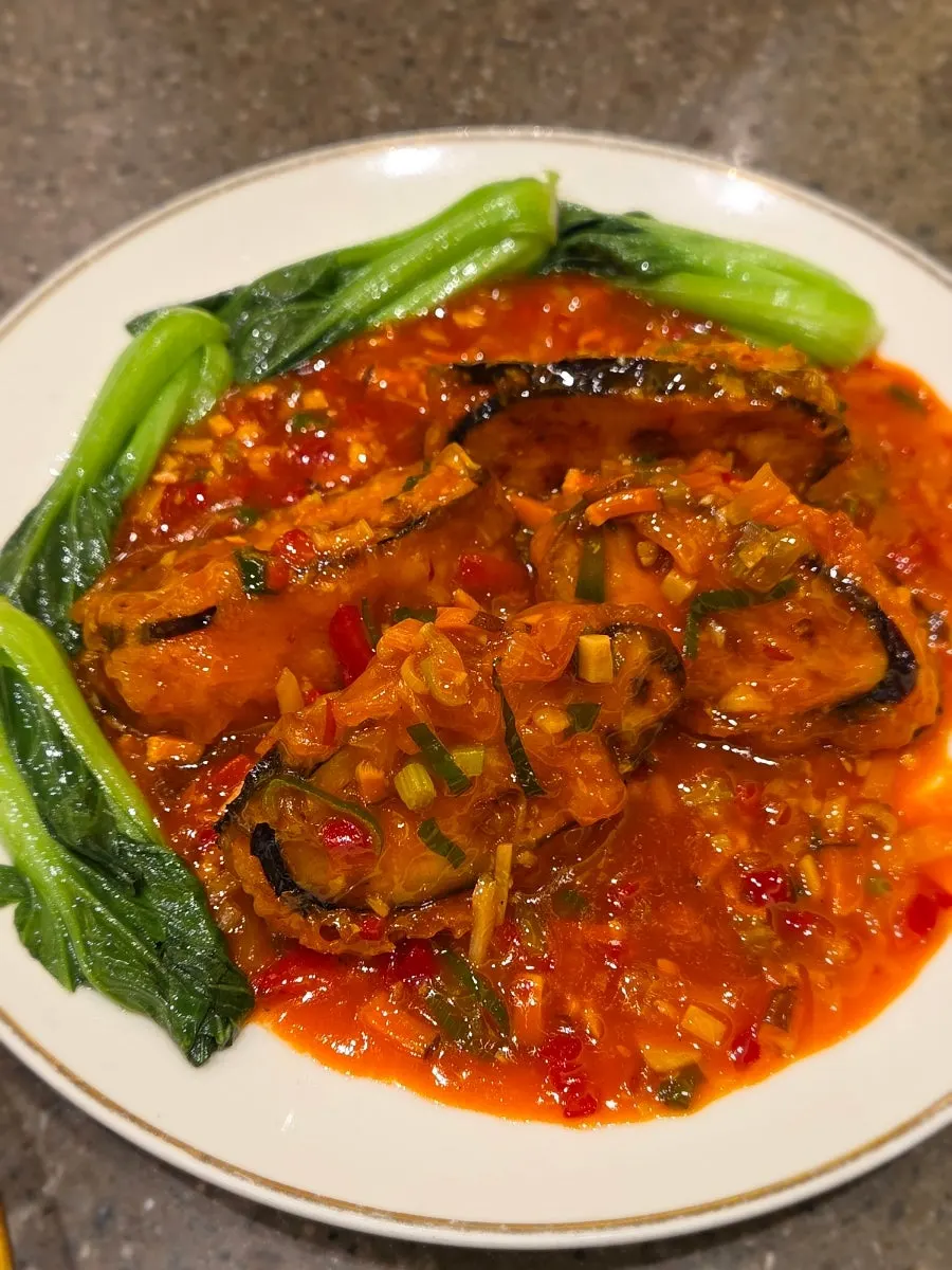 Seongung's eoyang eggplant with shrimp dish