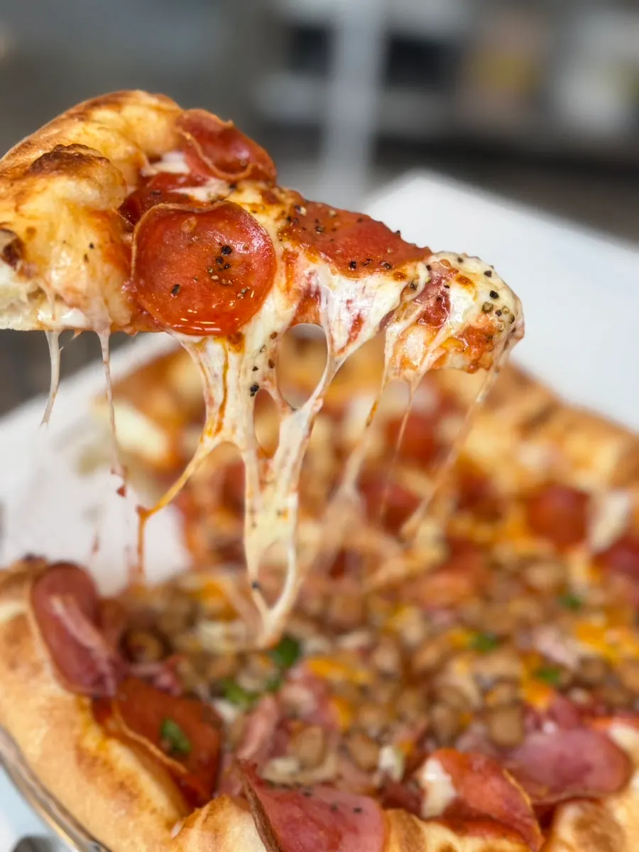 R-size half-and-half pizza with pepperoni and combination