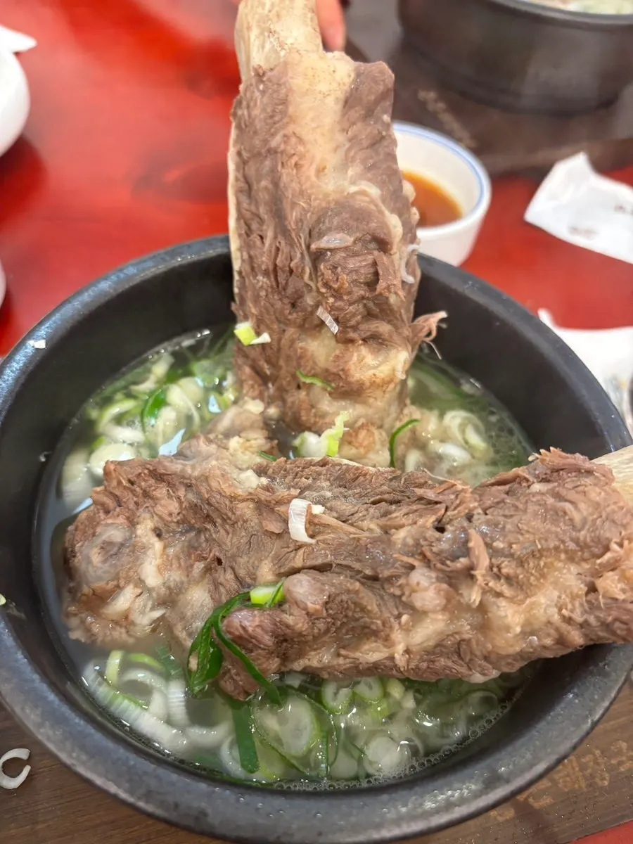 An emptied bowl of galbitang