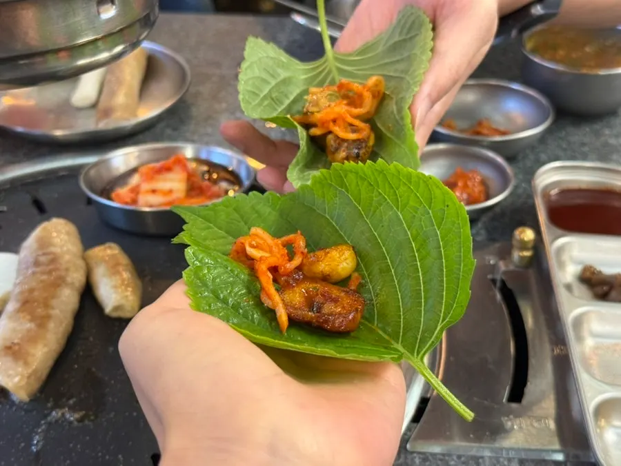 Close-up of hot makchang with caramelized sauce
