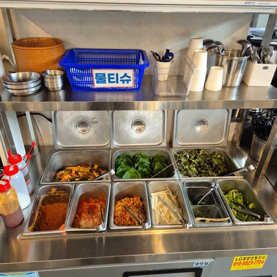 Vegetables and side dishes taken from the self-serve bar