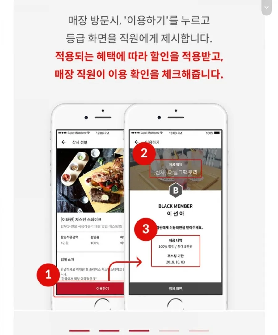 슈퍼멤버스 이용법 안내 화면