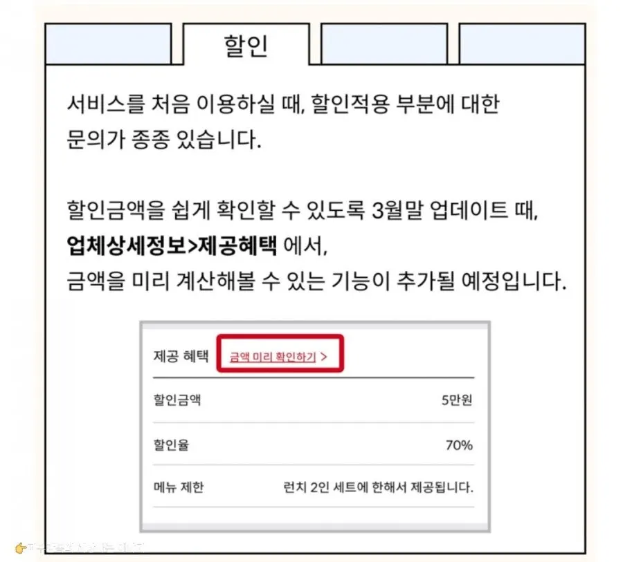 등급별 할인율 적용 안내 화면
